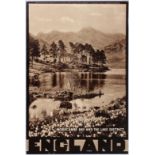 Original Travel Poster Lake District England Morcambe