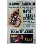Original Sport Poster Moto Cross Beaumont 1954