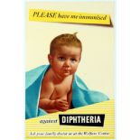 Propaganda Poster Diphtheria Immunisation Baby UK