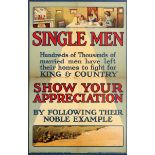 War Poster Single Men WWI Recruitment UK