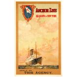 Original Travel Poster Anchor Line Glasgow New York Shipping