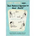 Three Propaganda Posters Chiropractor Doctor Female Good Posture Knitting Shopping Walking