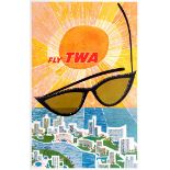 Travel Poster Miami Florida Fly TWA David Klein Midcentury Modern