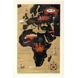 Travel Poster Sabena Africa Europe Asia Route Map Dohet