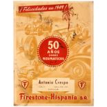 Advertising Poster Firestone Tyres Spain Racing Car