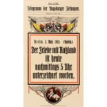 War Poster Peace Signed With Russia WWI Telegramm Der Augsburger Zeitungen