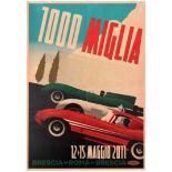 Classic Car Racing Poster Jaguar Mille Miglia Race Art Deco