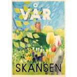 Travel Poster Skansen Spring Flowers Stockholm Sweden