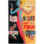 Travel Poster Las Vegas Fly TWA David Klein Midcentury Modern