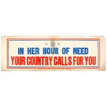 WWI War Poster Country Needs You GB Recruitment