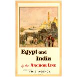 Travel Poster Egypt India Anchor Line Cunard Steam Ship