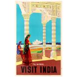 Travel Poster Visit India Taj Mahal Palace Mausoleum Agra