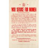 War Poster War Service For Women Board Of Trade WWI Emancipation