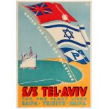 Travel Poster Immigration Palestine Tel Aviv Arnold Bernstein Shipping