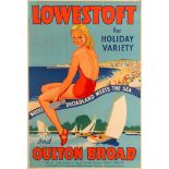 Travel Poster Lowestoft Oulton Broad Suffolk Sailing