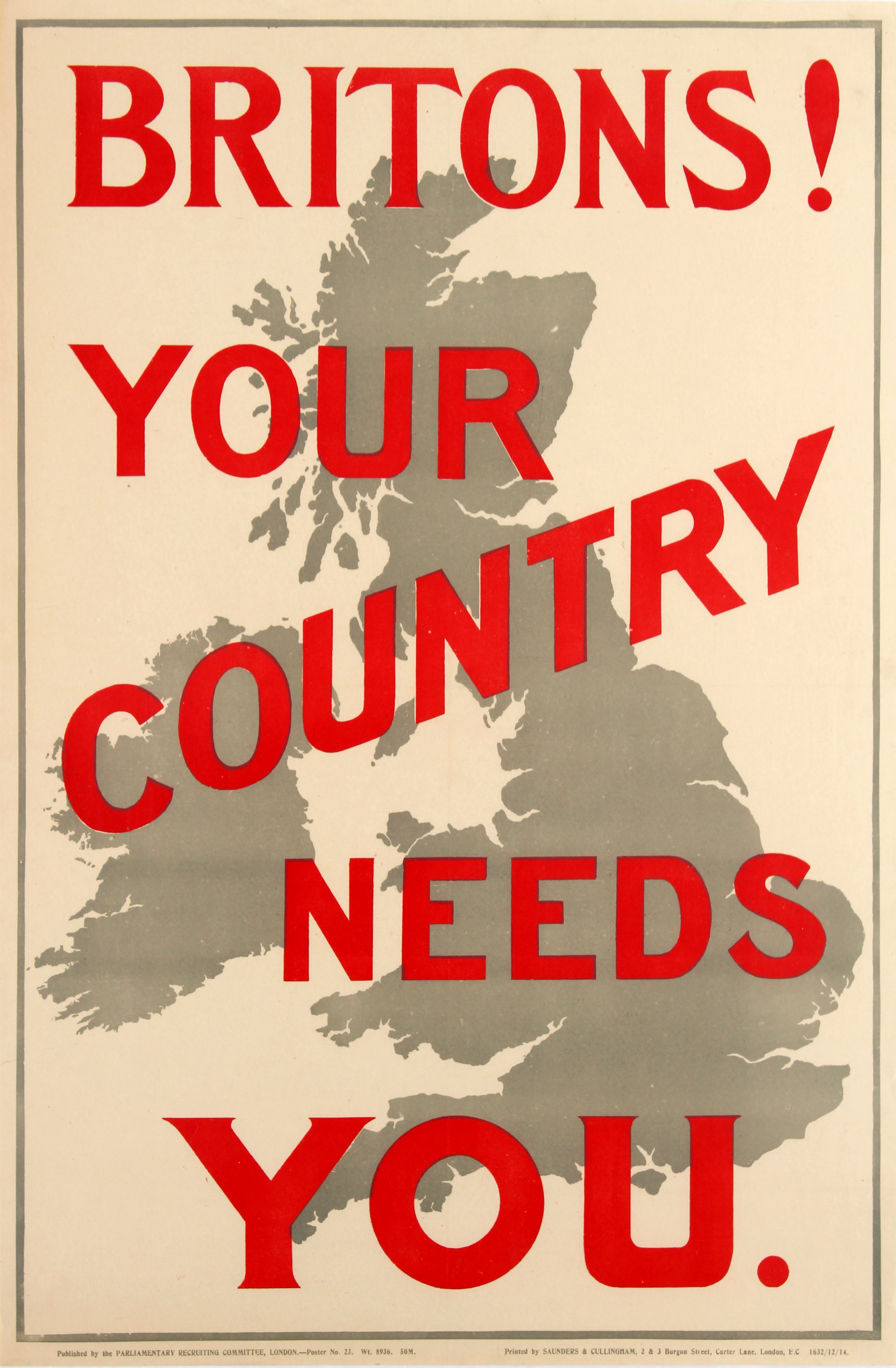 War Poster Britons Your Country Needs You WWI UK