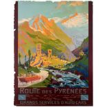 Travel Poster Route des Pyrenees France Mountains