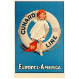 Travel Poster Cunard Line Europe America Steam Shipping