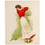 Sport Poster Lady Golfer Antique Golf Club Swing USA