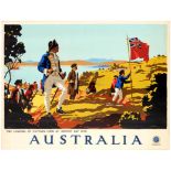 Travel Poster Australia Captain Cook Landing Botany Bay