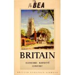 Travel Poster Britain Fly BEA Airline Suffolk