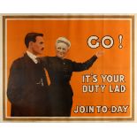 War Poster Your Duty Lad WWI UK Recruitment