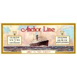 Travel Poster Anchor Line Cunard Glasgow New York Londonderry Shipping