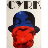 Advertising Poster Cyrk Bowler Hat Clown Waldemar Swierzy