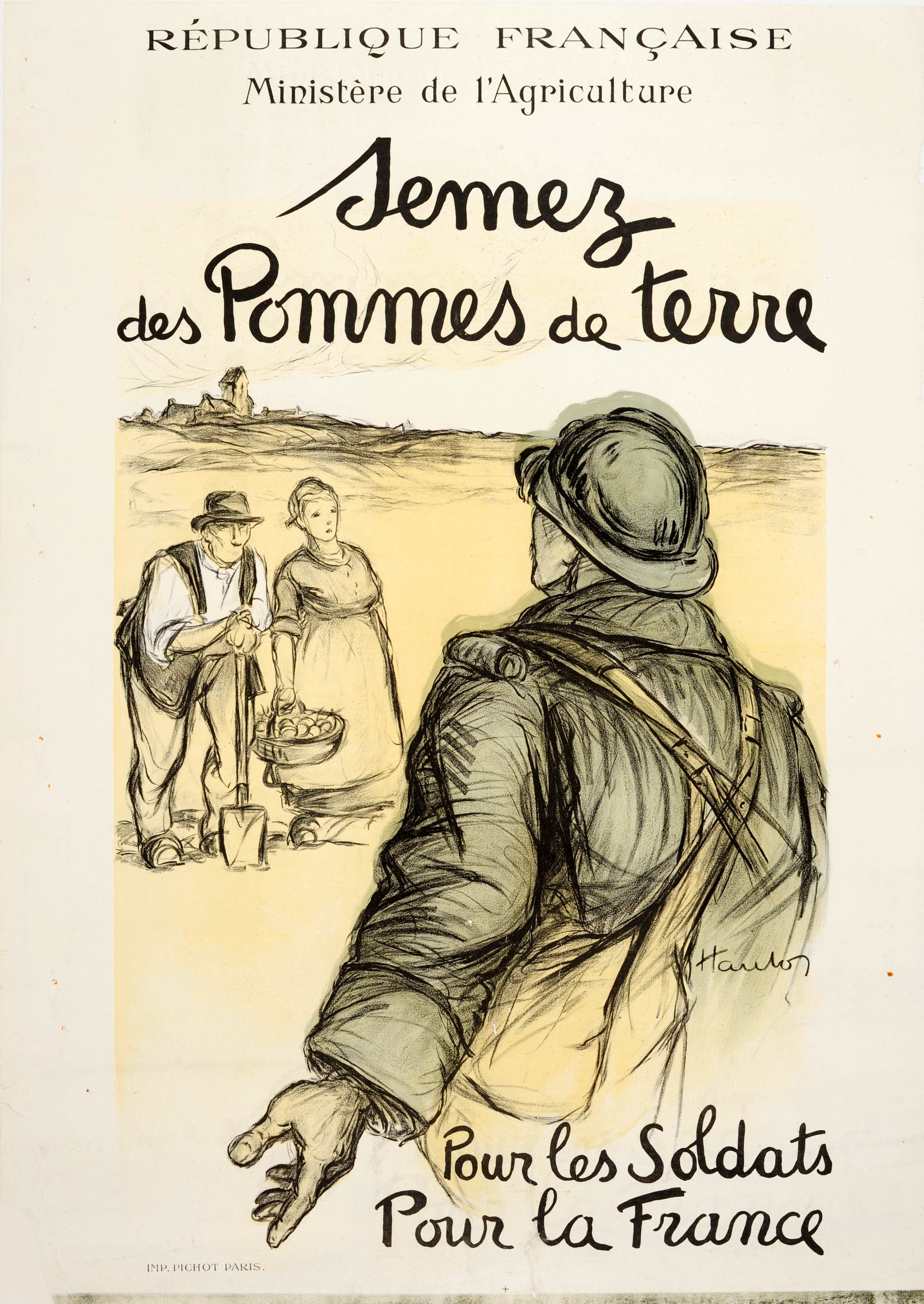 War Poster Sow Potatoes For Soldiers French WWI Propaganda