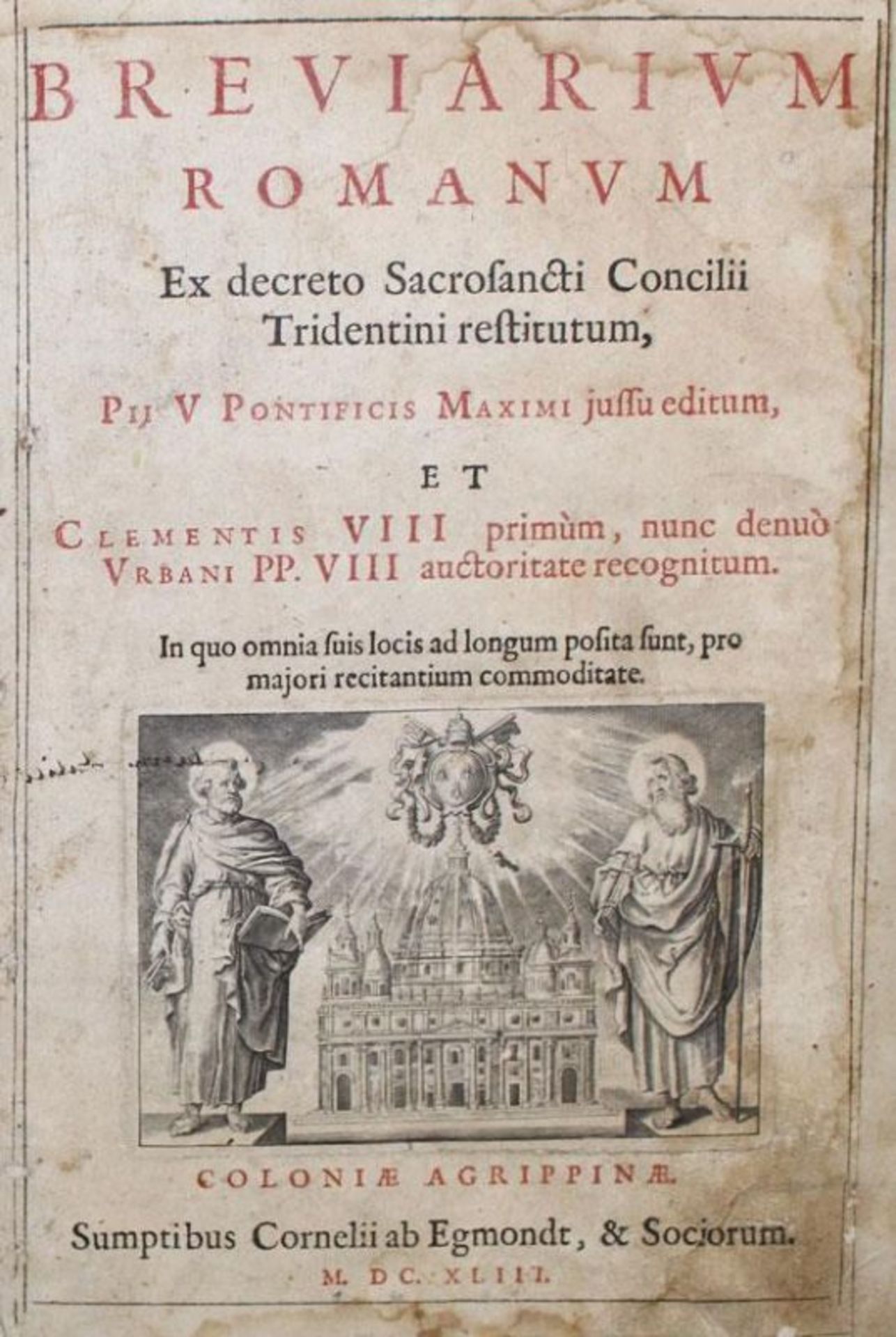 Breviarium Romanum ex decreto sacrosancti Concilii Tridentini restitutum, Pii V Pontificis Maximi