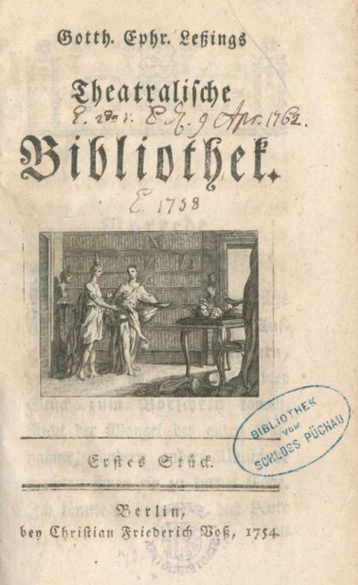 Lessing,G.E.Theatralische Bibliothek. 1.-4. Stück (alles Ersch.) in 2 Bdn. Bln., Voß 1754-58 (recte: - Bild 2 aus 2