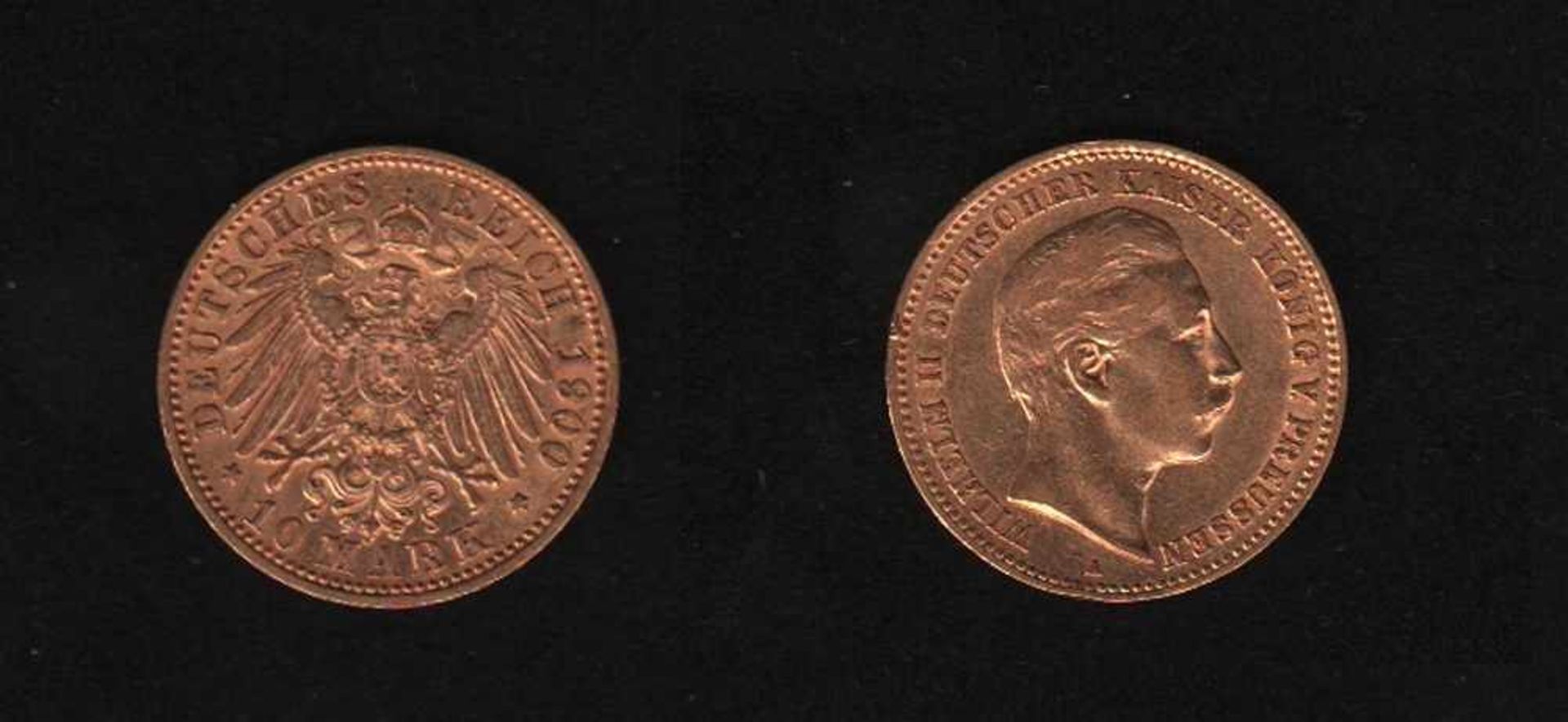Deutsches Reich. Goldmünze.10 Mark. Wilhelm II., Deutscher Kaiser. A 1900. Vorderseite: Porträt