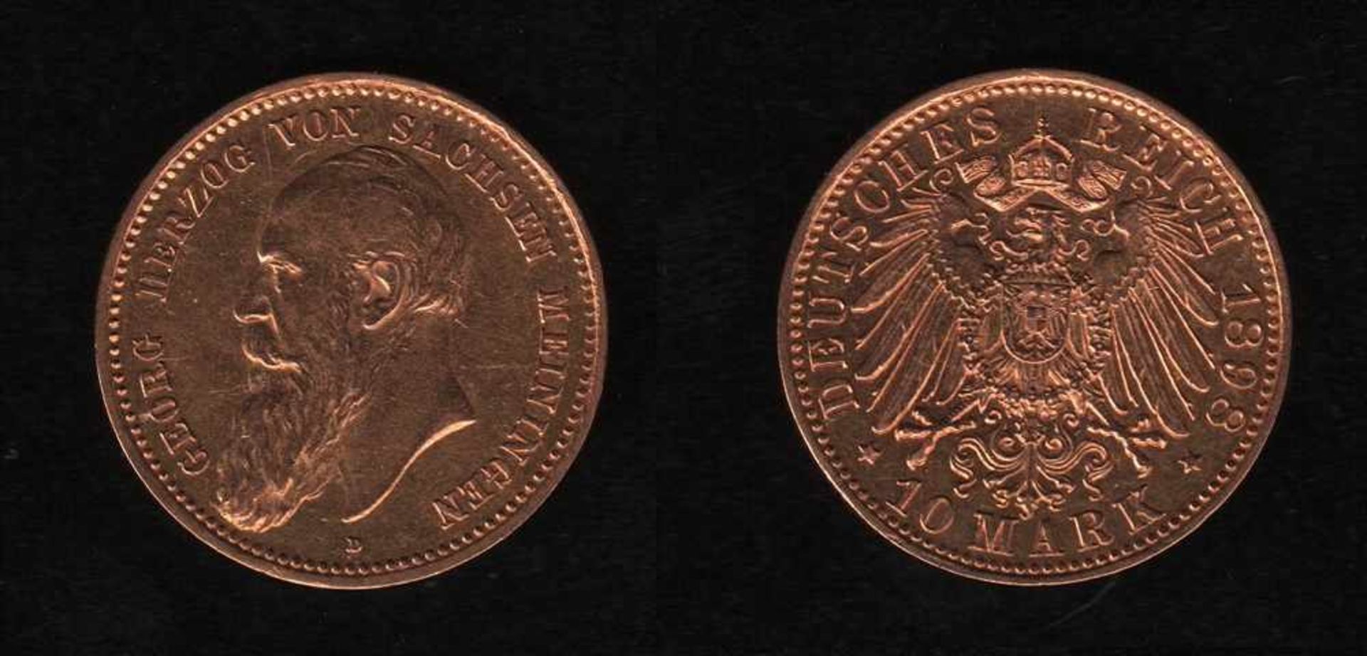 Deutsches Reich. Goldmünze.10 Mark. Georg II., Herzog von Sachsen - Meiningen. D 1898.