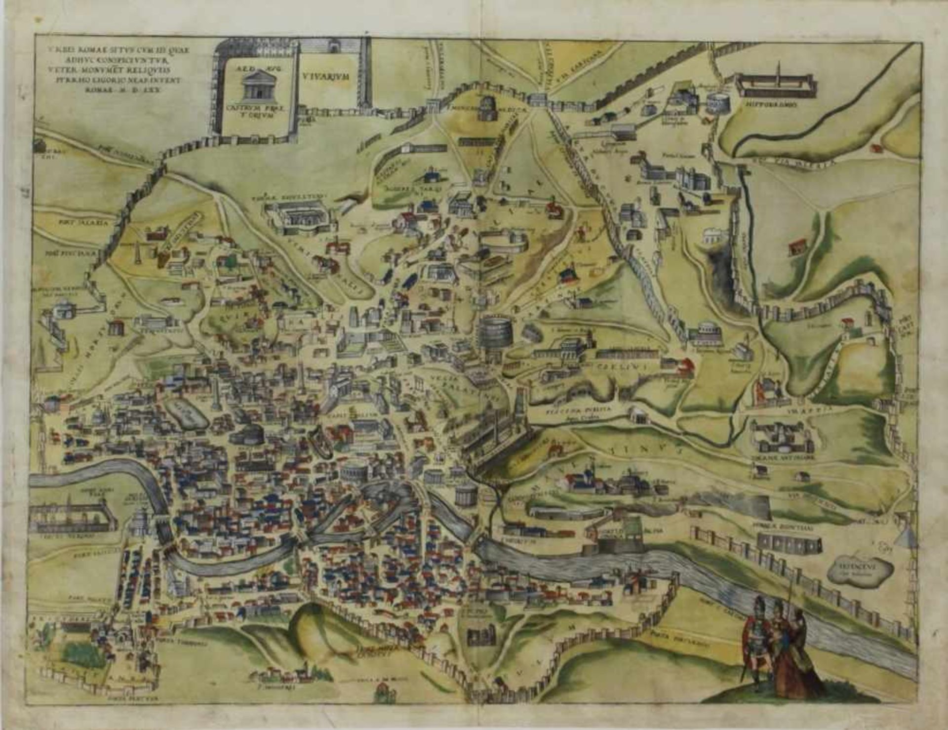 Italien. Rom.Kolorierter Kupferstich von Braun und Hogenberg aus "Civitates Orbis Terrarum" um 1580.