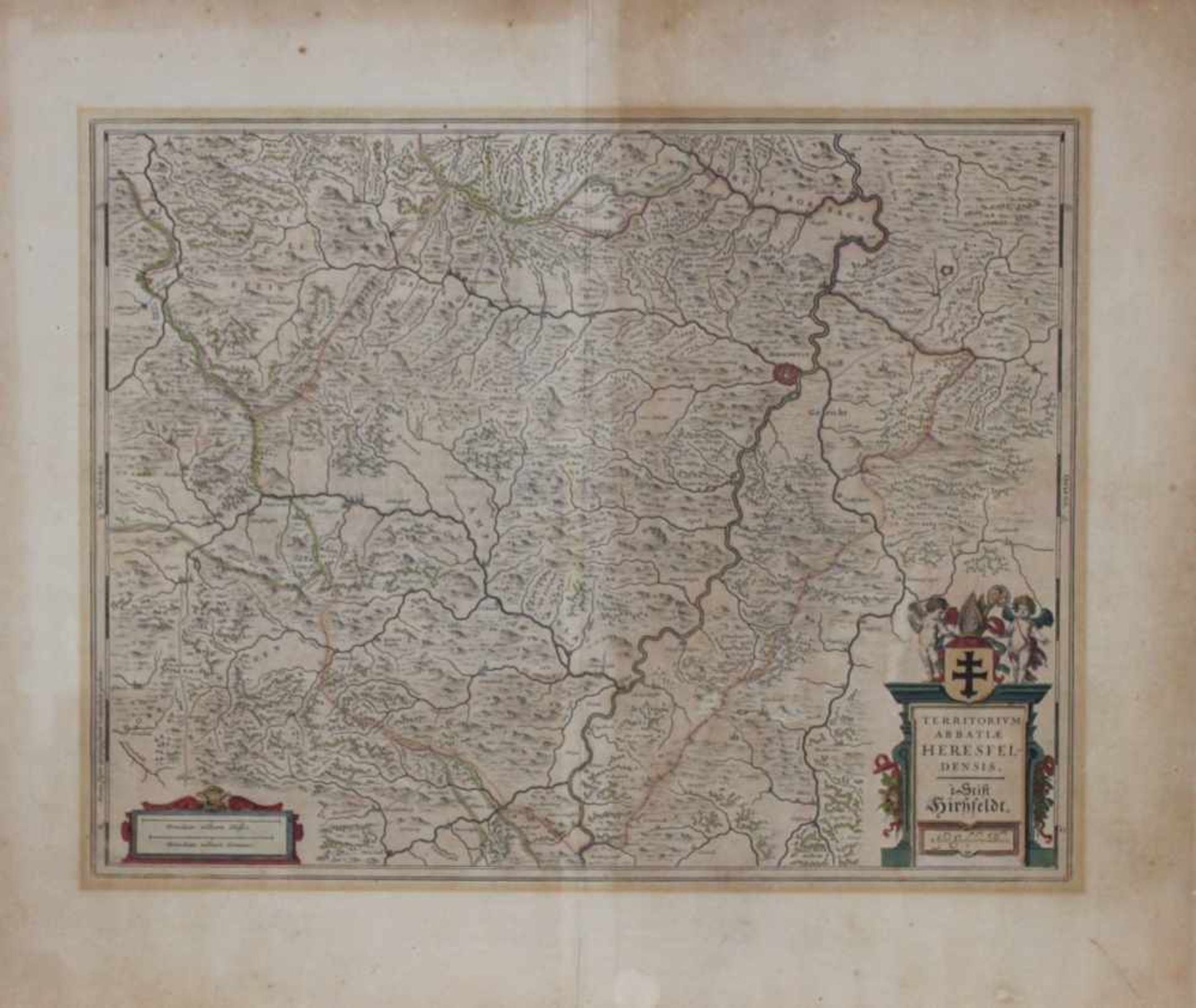 Hessen. Hersfeld.Altkolorierte Kupferstichkarte aus "Novus / Atlas ..." bei G. Blaeu, 1649.