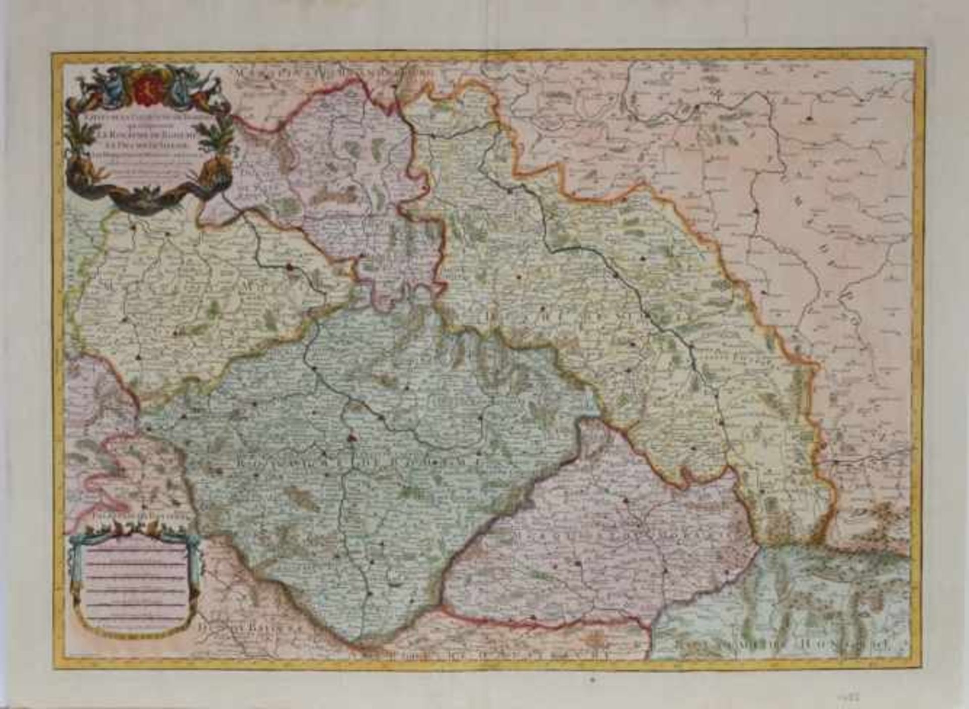 Böhmen / Schlesien.Kolorierte Kupferstichkarte von Jaillot, Paris, 1785. Bildgröße 63,5 x 45,5