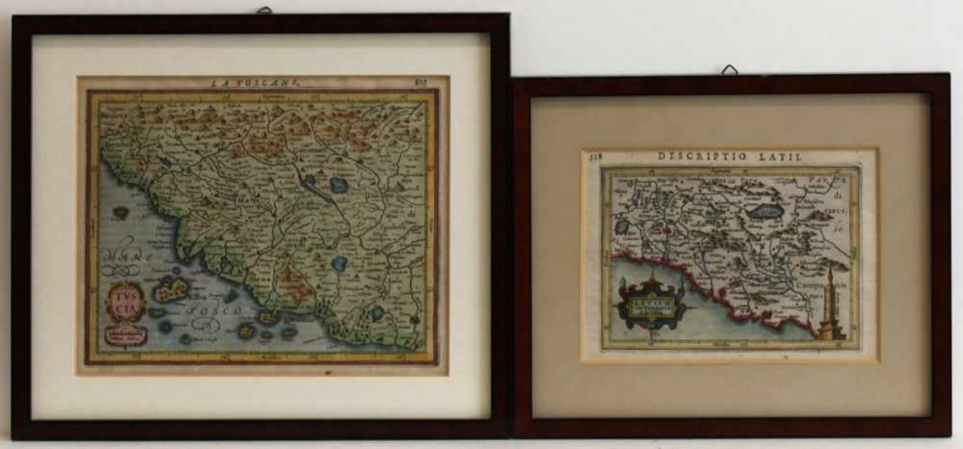 Italien. Toskana.Kolorierte Kupferstichkarte aus Mercator "Atlas minor", 1609. Bildgröße 18 x 14 cm.