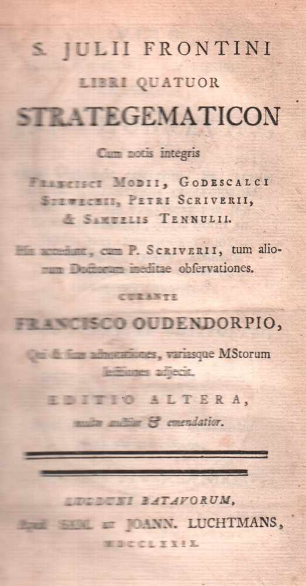 Frontinus, Sextus Julius.Libri quatuor strategematicon cum notis integris Francisci Modii,
