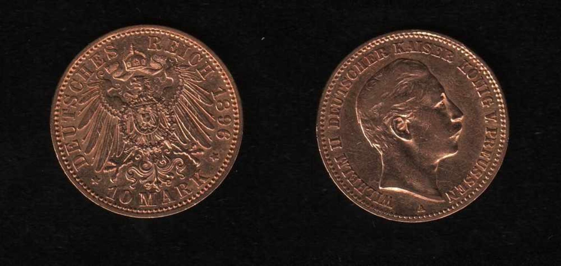 Deutsches Reich. Goldmünze.10 Mark. Wilhelm II., Deutscher Kaiser. A 1896. Vorderseite: Porträt