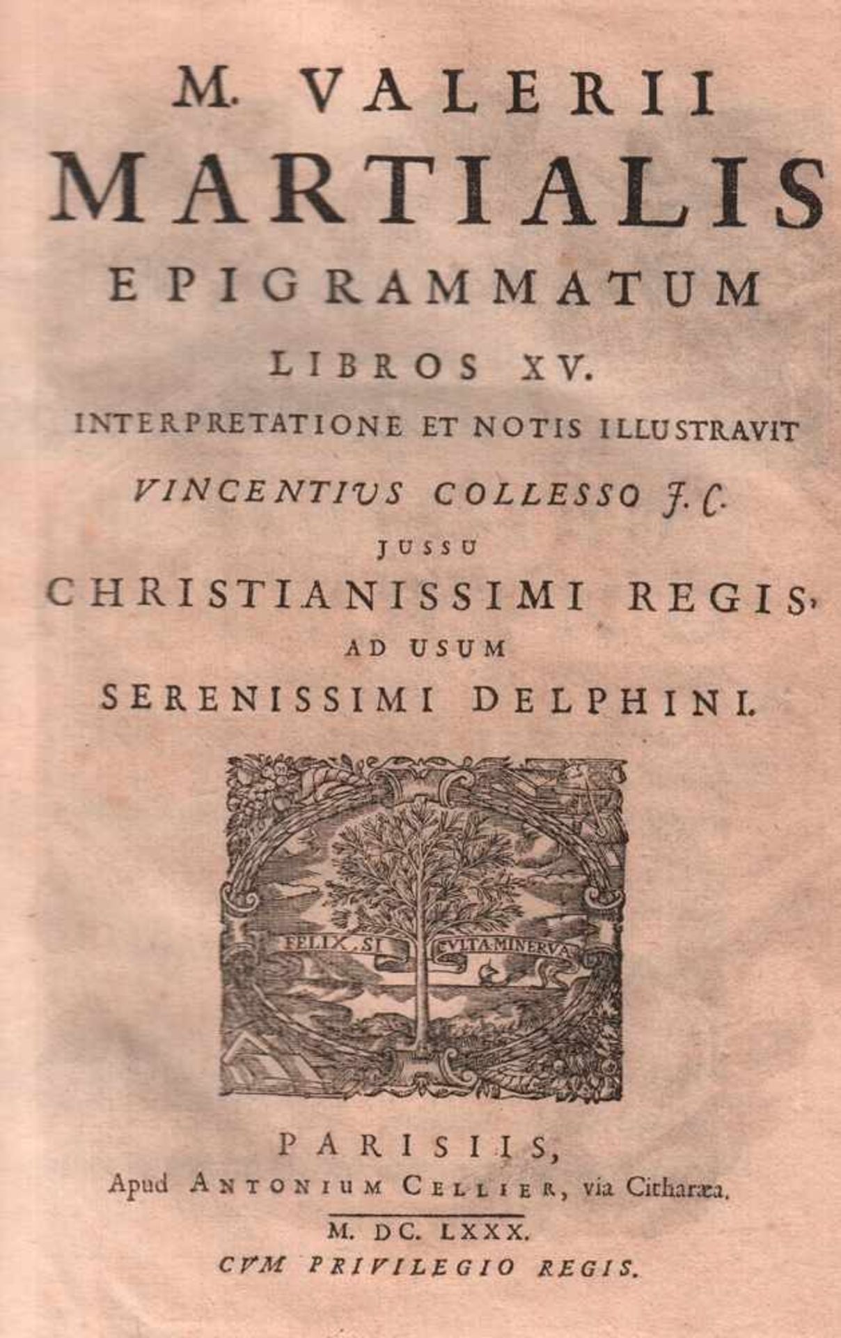 Martialis, M. Valerius.Epigrammatum Libros XV. Interpretatione et notis illustravit Vincentius