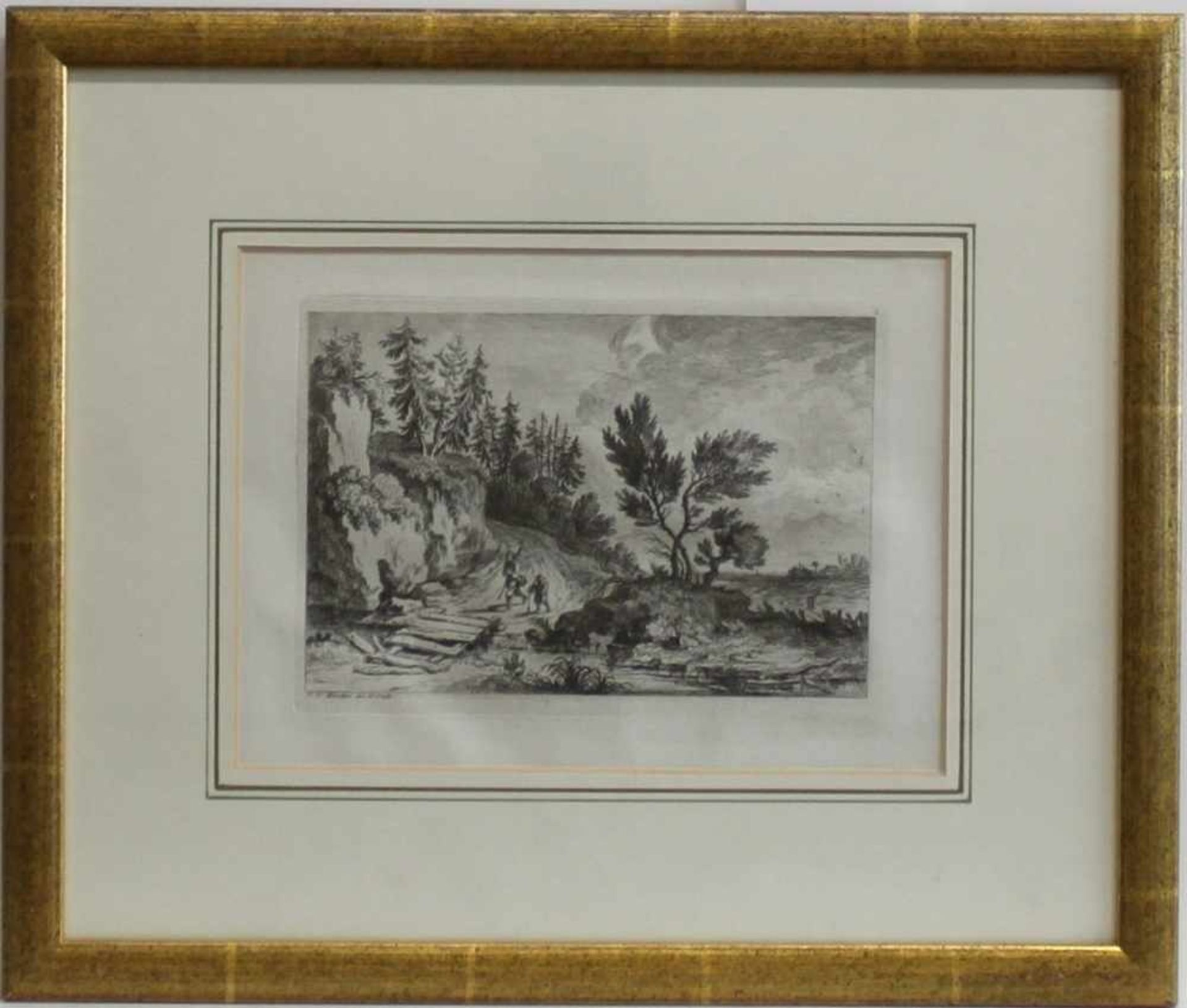 Weirotter, Franz Edmund.(Landschaftsdarstellung). Radierung auf Papier. In der Platte unten links