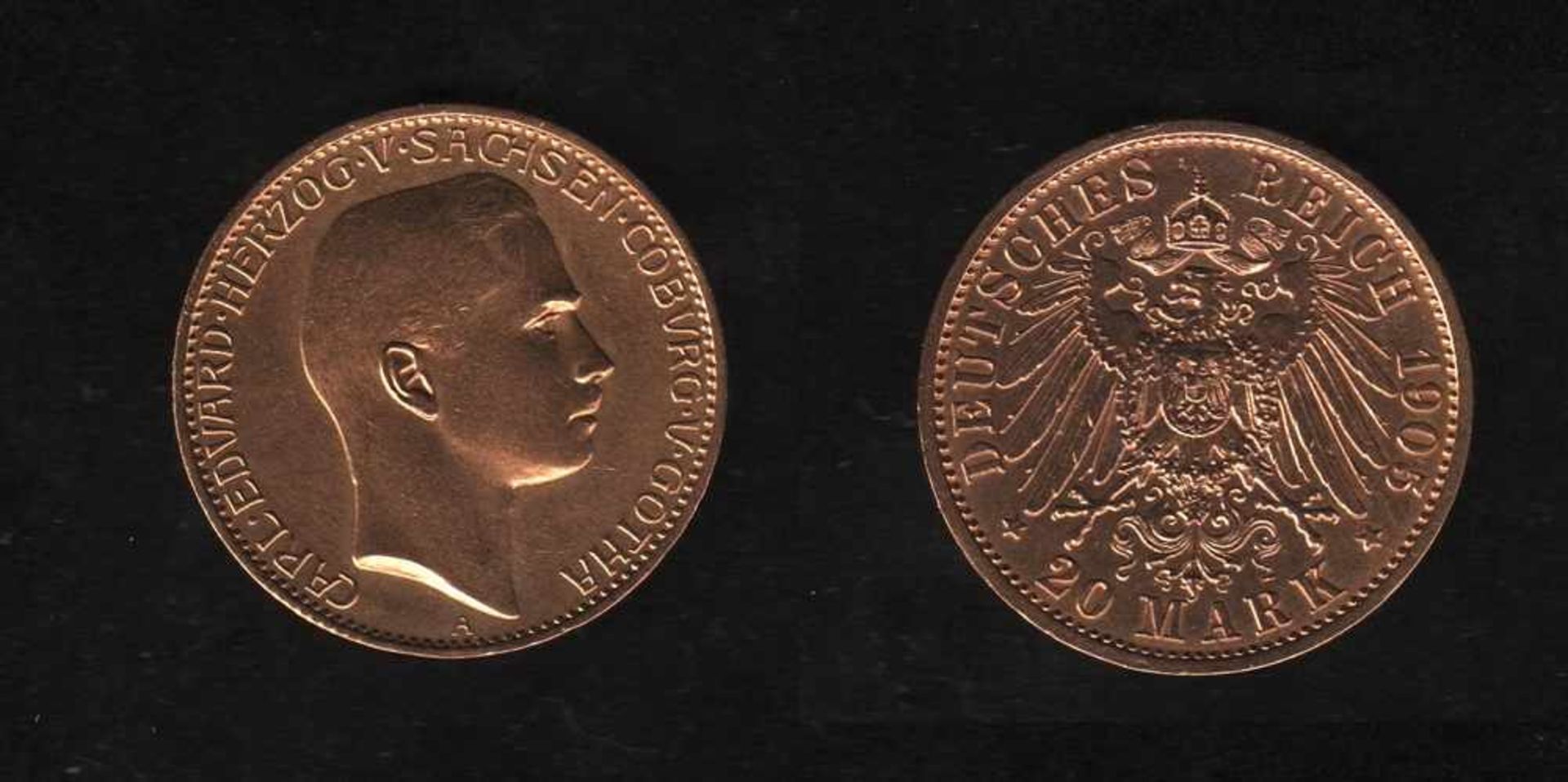 Deutsches Reich. Goldmünze.20 Mark. Carl Eduard, Herzog von Sachsen - Coburg und Gotha. A 1905.