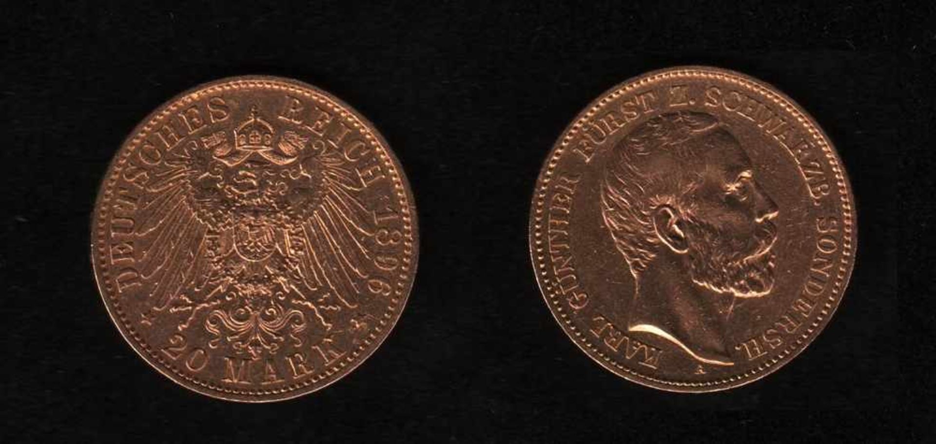 Deutsches Reich. Goldmünze.20 Mark. Karl Günther Fürst zu Schwarzburg - Sondershausen. A 1896.