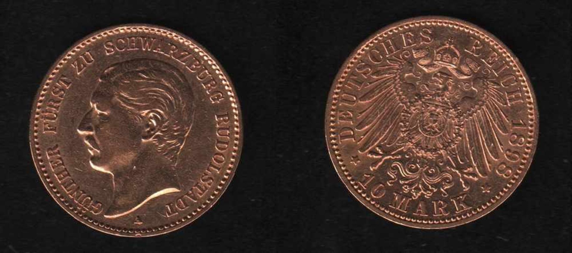 Deutsches Reich. Goldmünze.10 Mark. Günther Viktor, Fürst zu Schwarzburg - Rudolstadt. A 1898.