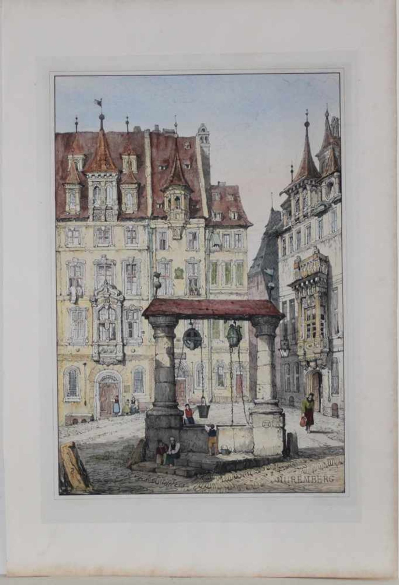 Nürnberg.Lithographie von Samuel Prout, ca. 1850. Bildgröße 27 x 40 cm. (Hochformat) (77) * Schöne