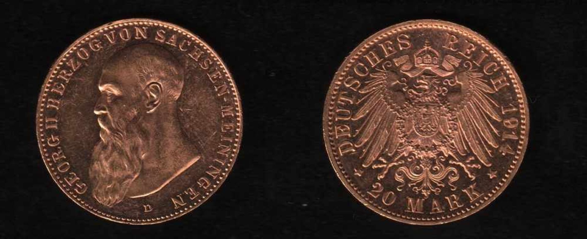 Deutsches Reich. Goldmünze.20 Mark. Georg II., Herzog von Sachsen - Meiningen. D 1914.