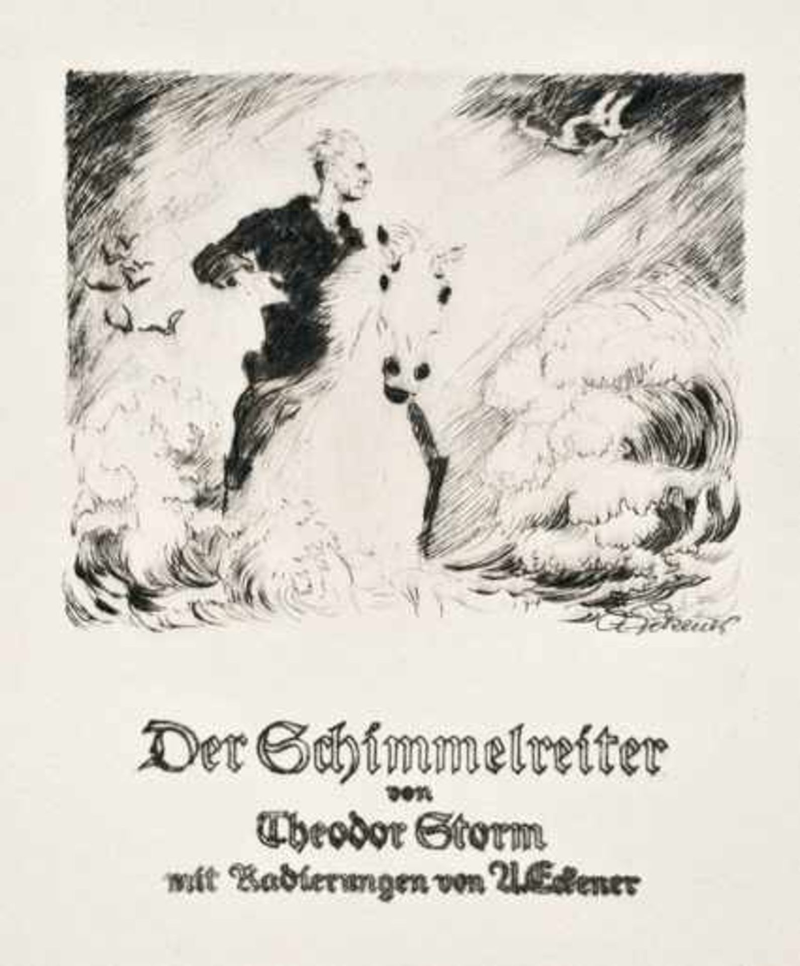 Eckener.- Storm, Th. Der Schimmelreiter. Radierungen von A. Eckener. O.O., um 1920. 59 signierte