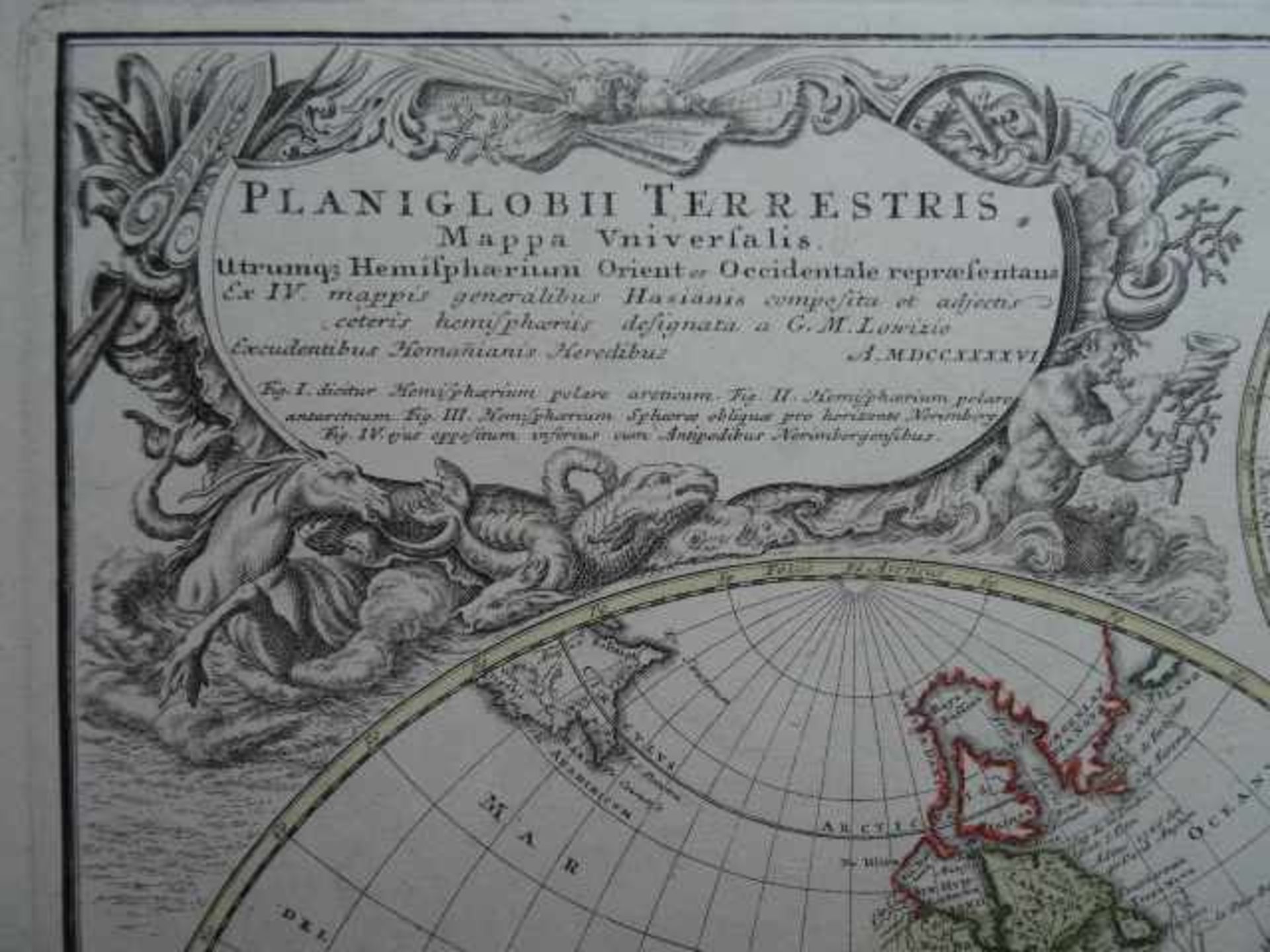 Weltkarten.- Planiglobii Terrestris Mappa Universalis. Utrumqu. Hemisphaerium. ... Mappe-Monde, - Bild 2 aus 5