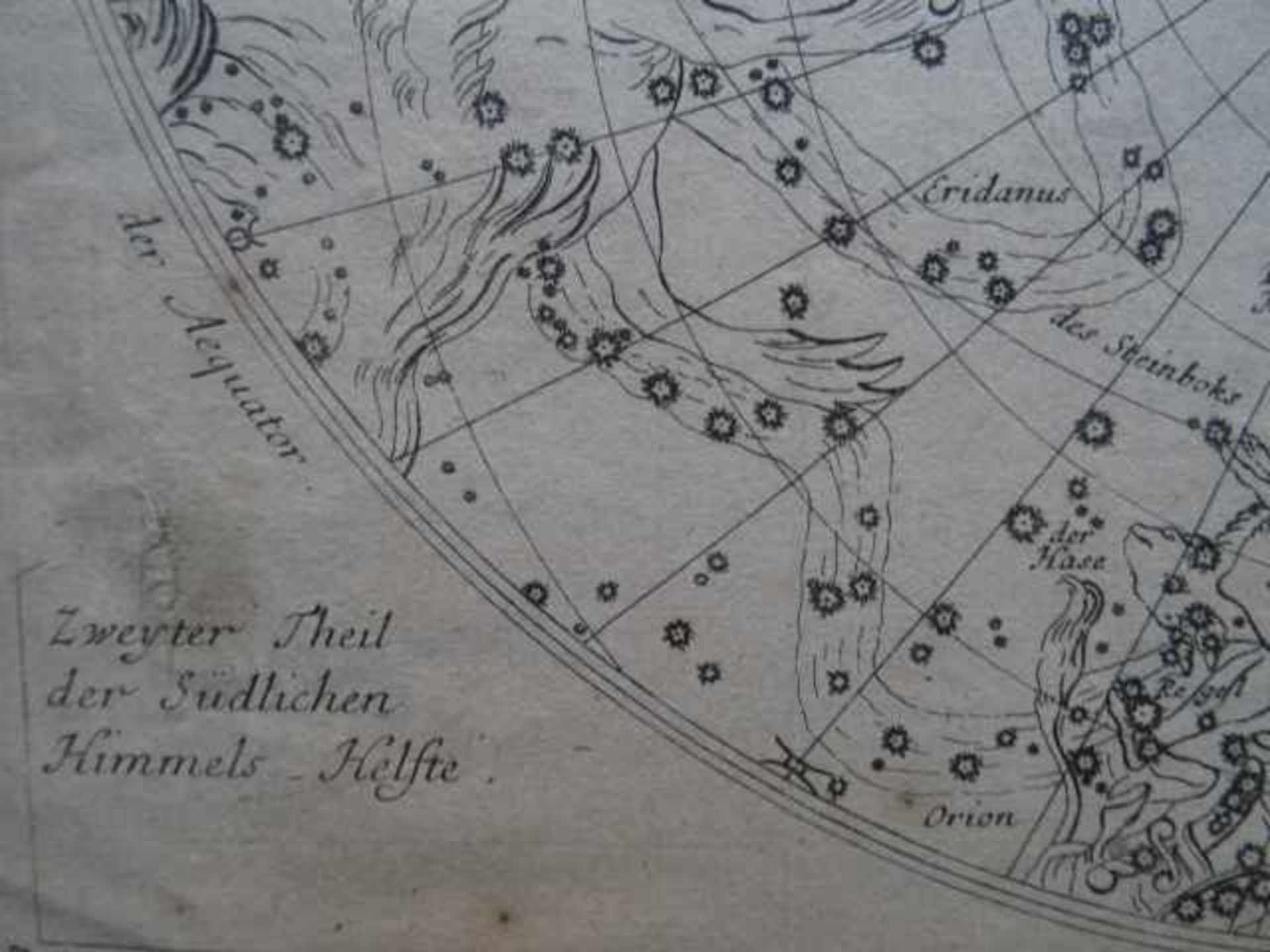 Himmelskarten.- Südliche Helfte der Himmels-Kugel. Kupferstich um 1780. 28 x 28 cm. Oben rechts - Bild 3 aus 5