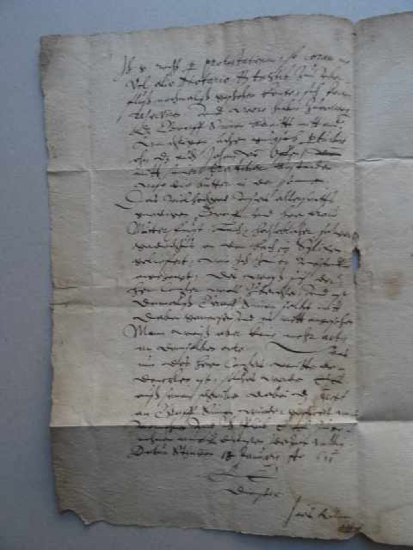 Recht.- Handschriftlicher Brief an 'Rath und Droste' Patzoro (?). Datiert '13. January Ao. (1) - Image 3 of 4
